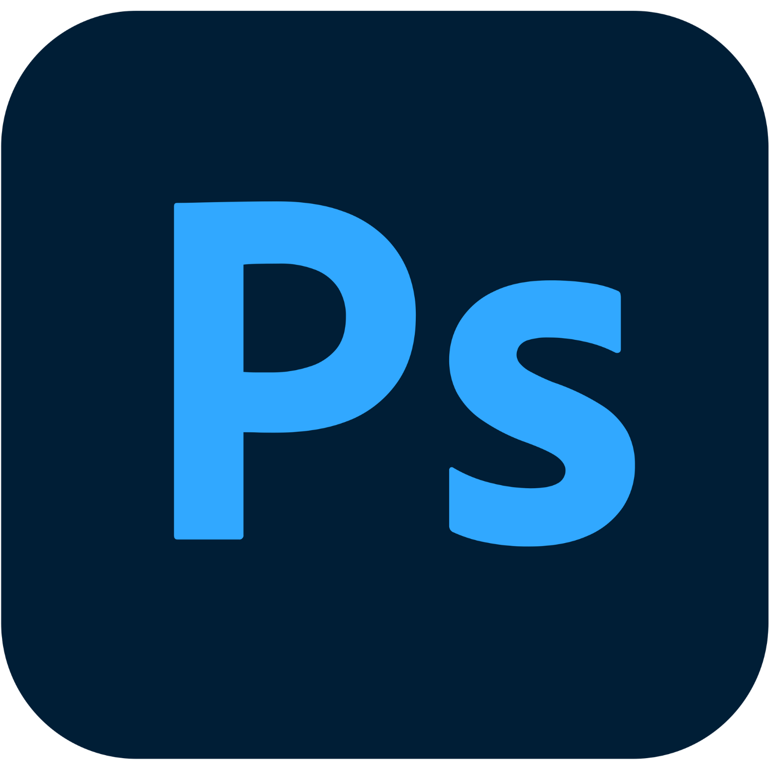 Logo officiel d’Adobe Photoshop, logiciel de retouche photo et de création graphique utilisé par les designers et photographes.