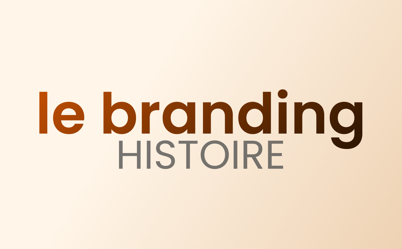 Illustration minimaliste représentant l’histoire du branding avec une typographie élégante