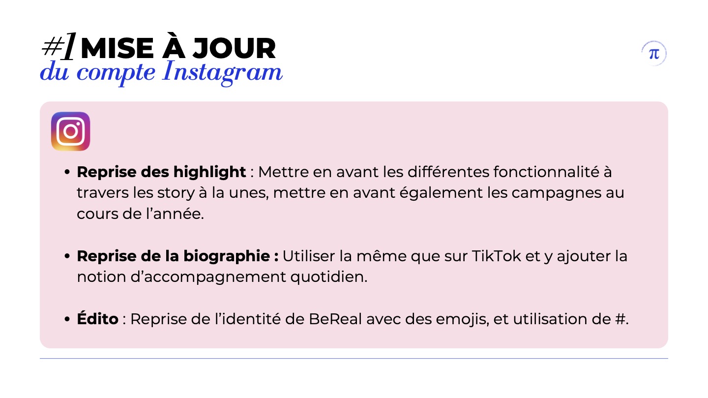 Aperçu de la campagne social media de BeReal. sur Instagram avec mise à jour du compte pour engager la communauté